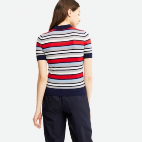 Uniqlo x Ines De La Fressange collab red white blue striped polo knit XS - Picture 3 of 10